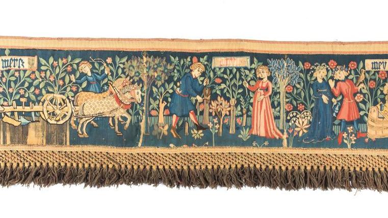 Strasbourg, tapisserie Les Mois, vers 1450, tissée en laine et lin, 36 x 260 cm (hors... Redécouverte d’une tapisserie de Strasbourg 