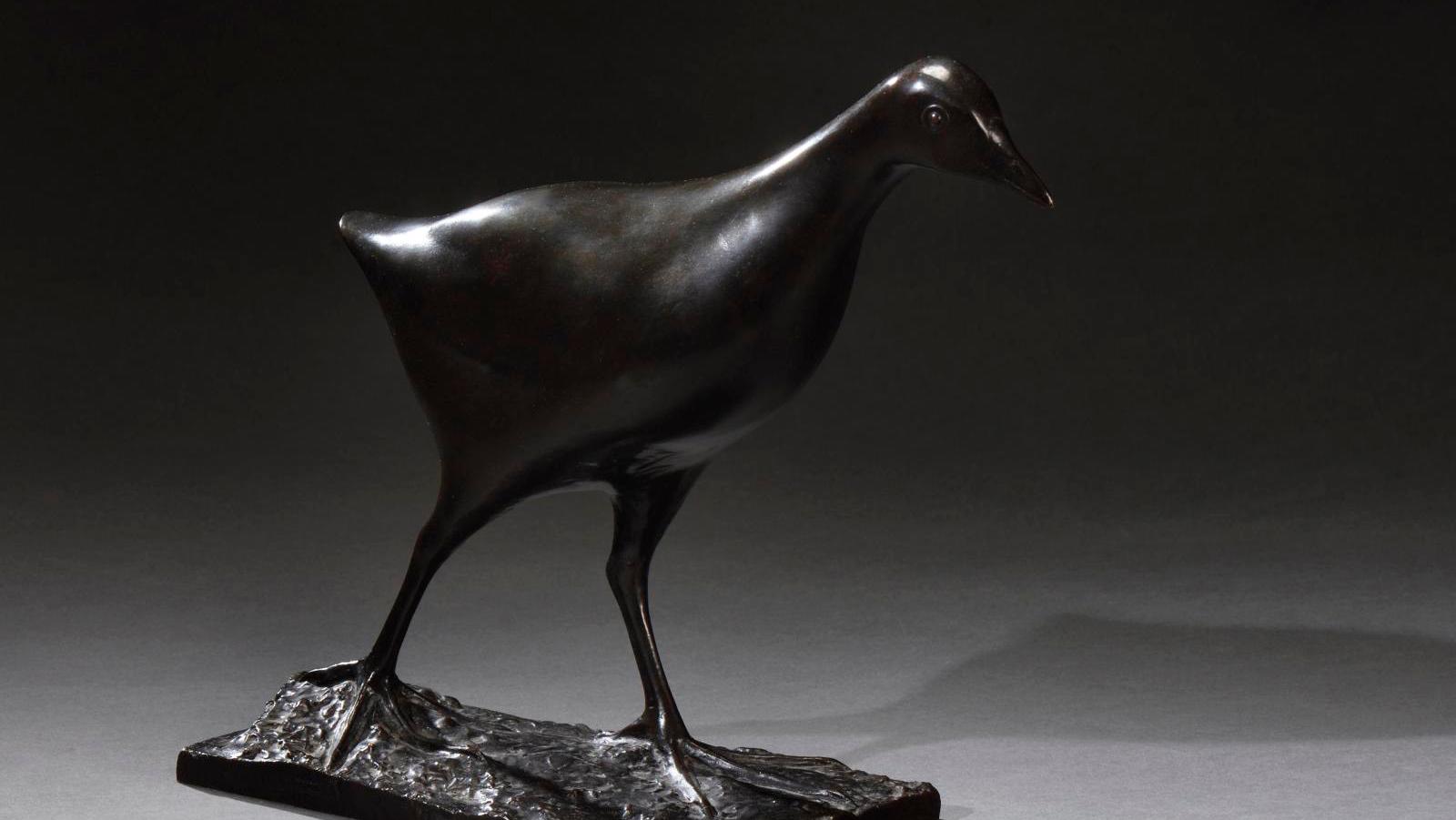 François Pompon (1855–1933), Waterhen (Base Imitating the Ground), bronze with a... A Valsuani Cast Made During Pompon’s Lifetime
