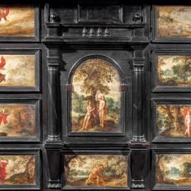Un cabinet flamand orné de peintures attribuées à Isaac van Oosten - Zoom