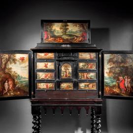An Ebony Cabinet Featuring Paintings Attributed to Isaac van Oosten - Pre-sale
