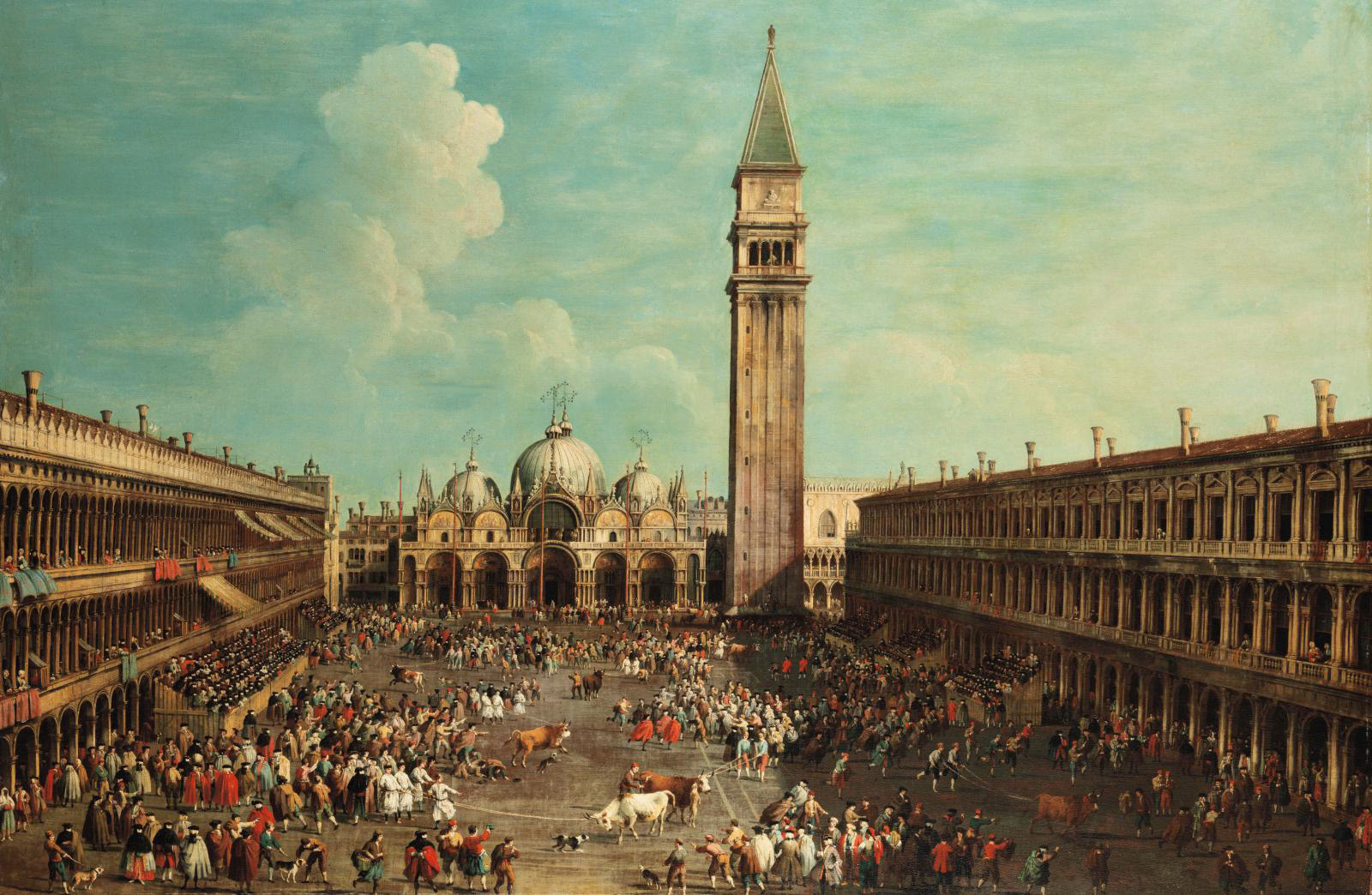 A Bull Hunt by Canaletto and Cimaroli