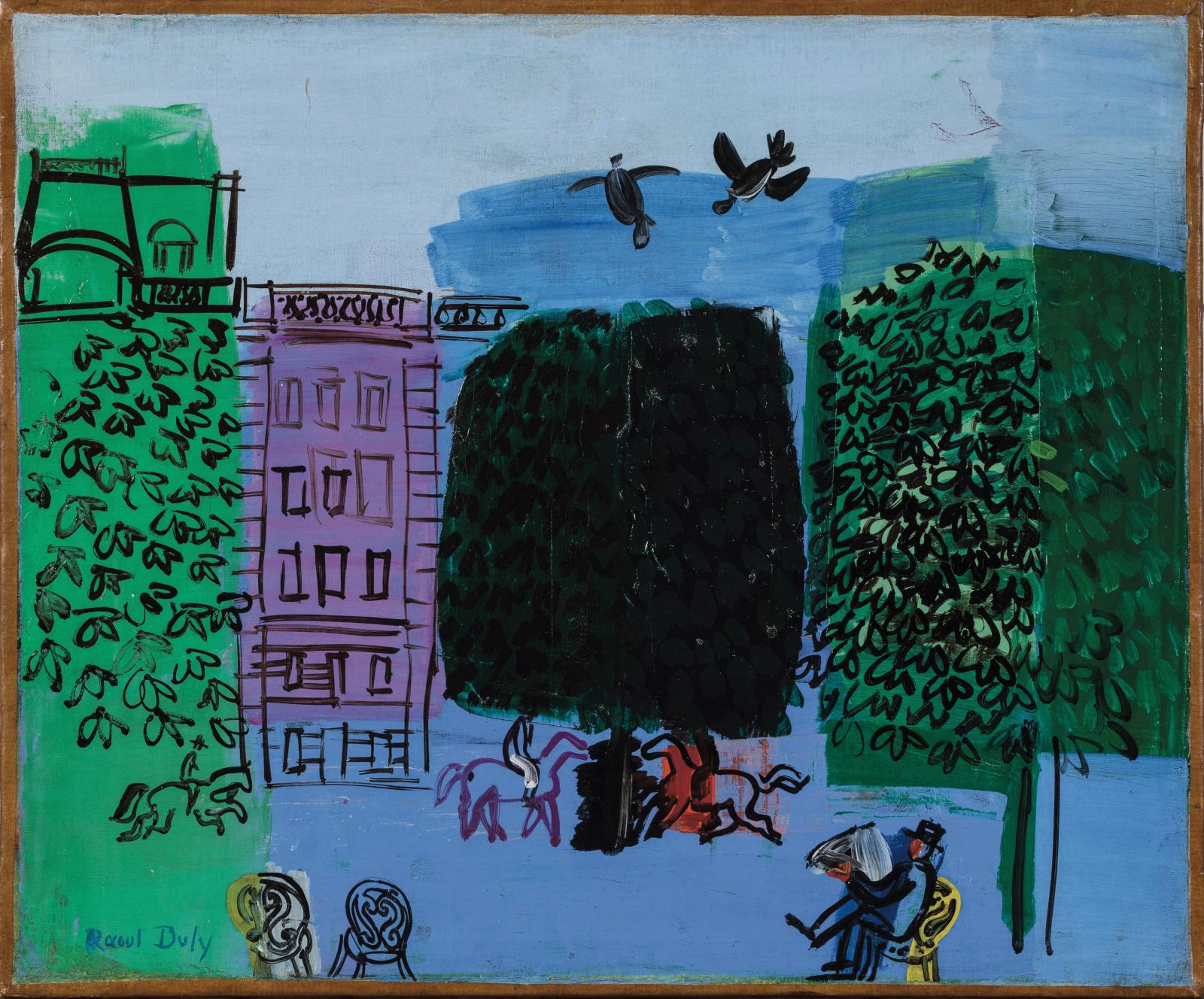 Raoul Dufy (1877-1953), Les Marronniers, 1928, huile sur toile titrée et datée sur une étiquette d’exposition au dos, signée, 39 x 47 cm (
