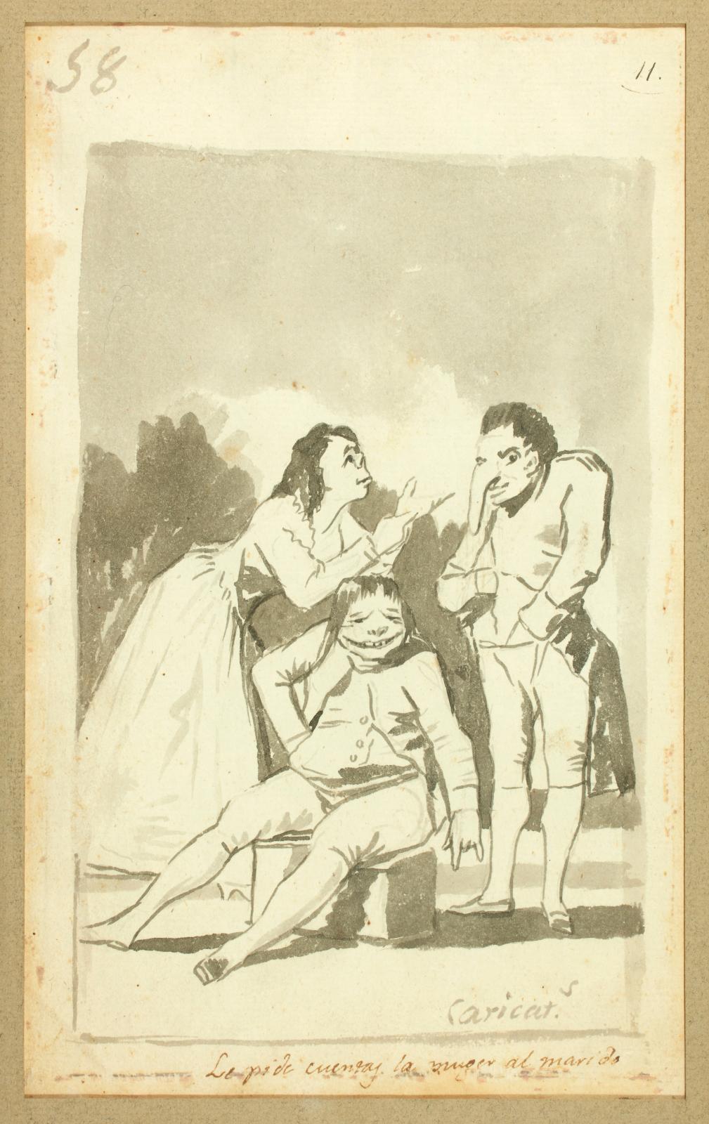 Francisco José de Goya y Lucientes, dit Francisco de Goya (1746-1828), La femme demande des comptes au mari (détail reproduit) et La tante