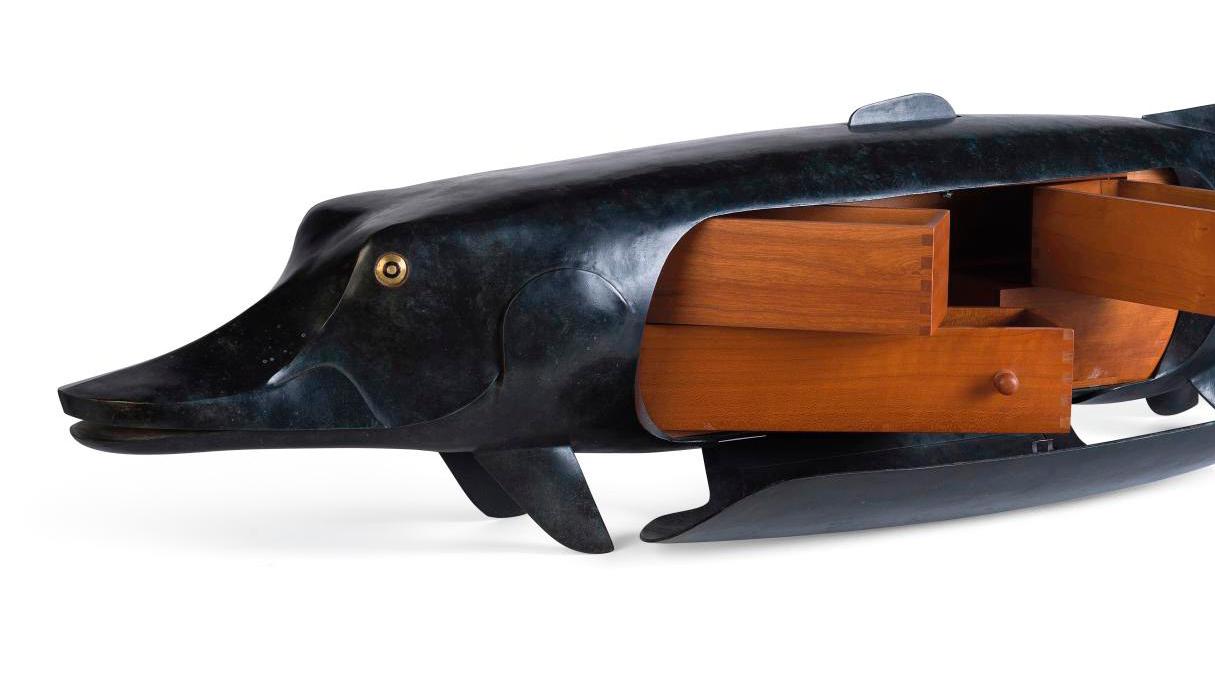 François-Xavier Lalanne (1927-2008), Pike, 1973, hammered and patinated metal cigar... Lalanne: Like a Fish in His Element