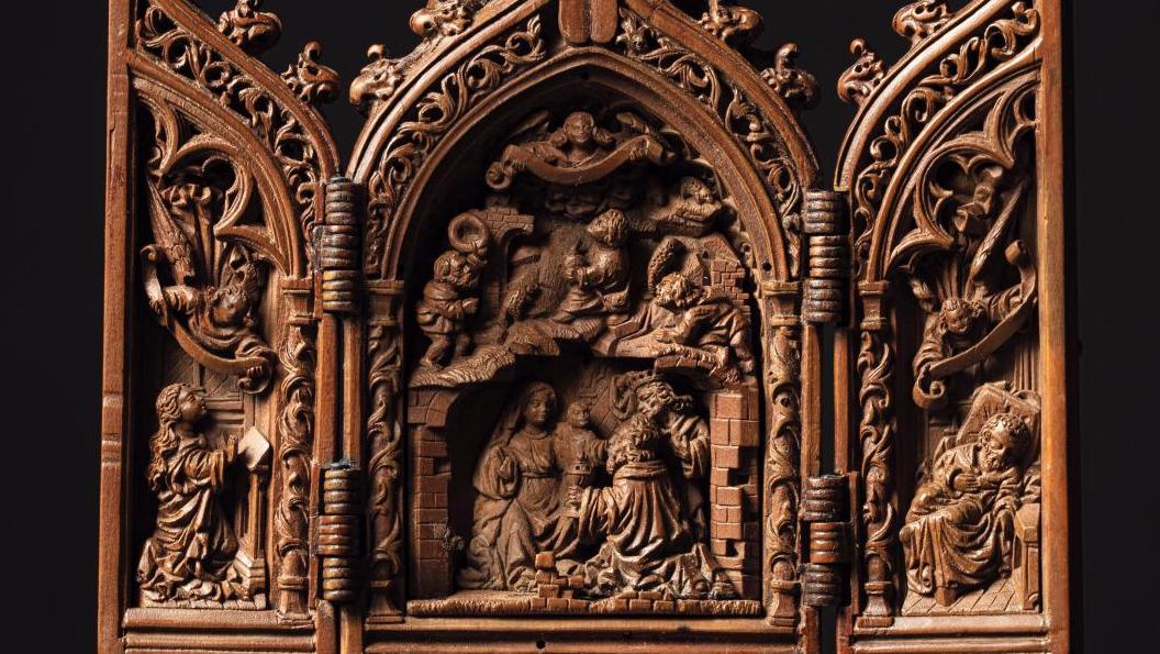 Adam Dircksz et son atelier, Pays-Bas méridionaux, Hollande, vers 1500-1530, triptyque... La naissance du Christ en version miniature au XVIe siècle