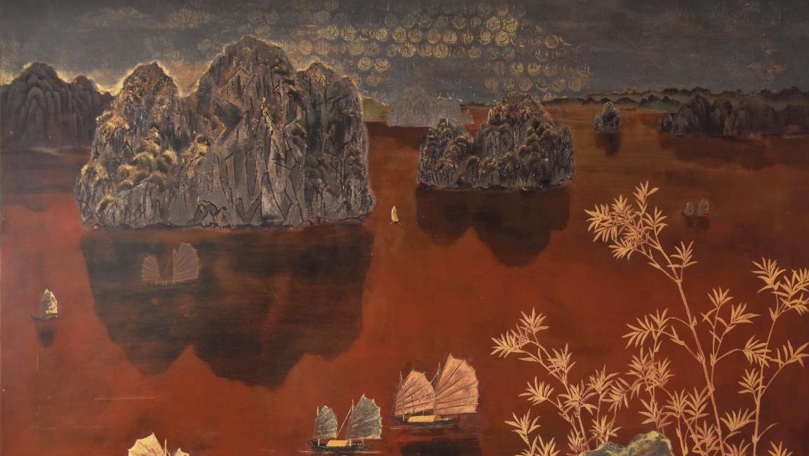 Tran Phuc Duyen (1923-1993), La Baie d’Halong, laque sur panneau, signée, 45,3 x 57 cm.Adjugé :... La Baie d’Halong de Tran Phuc Duyen