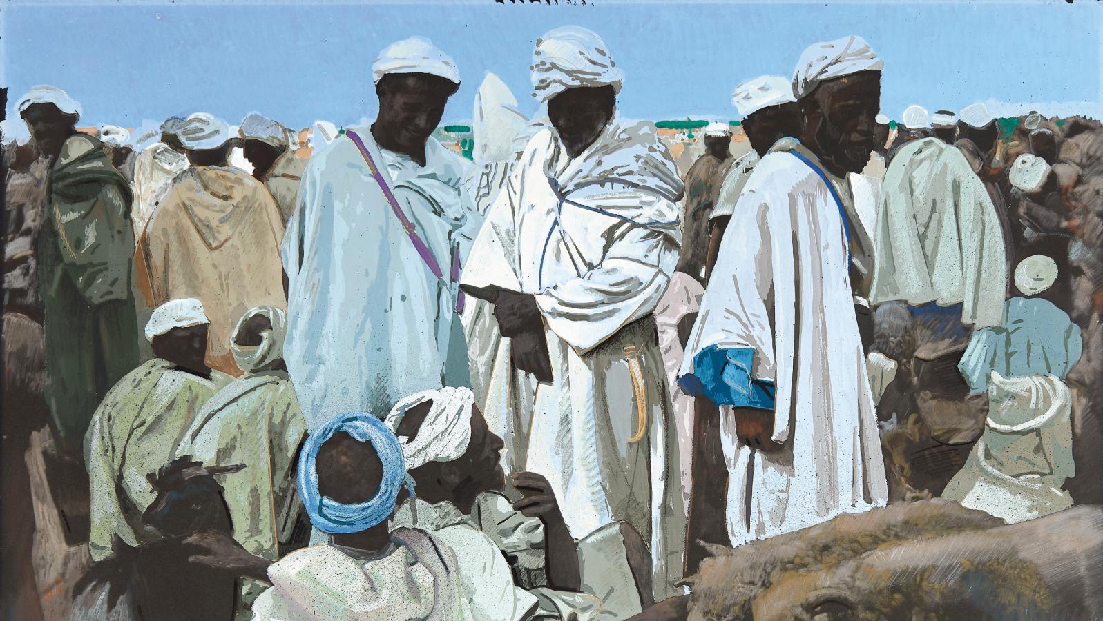 Jacques Majorelle (1886-1962), Le Souk aux moutons, Marrakech (The Sheep Market,... An Unprecedented Majorelle
