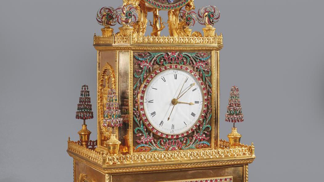 China, Qianlong period (1736-1795), gilded bronze Imperial automaton clock inlaid... An Automaton Clock from the Reign of Qianlong 