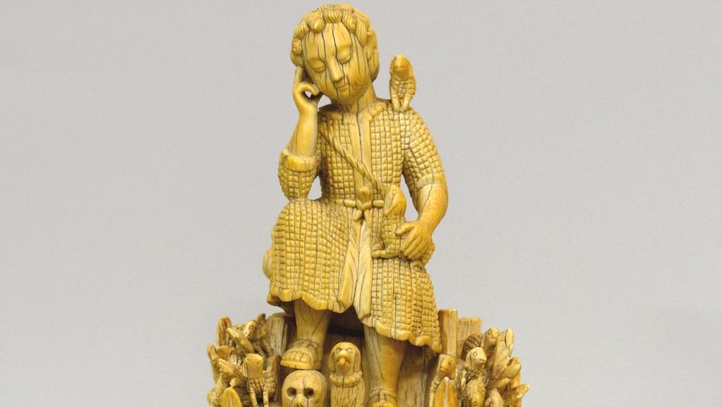 49 200 € Inde, Goa, XVIIe-XVIIIe siècle, Le Bon pasteur sur la montagne, ivoire,... Cote : art indo-portugais