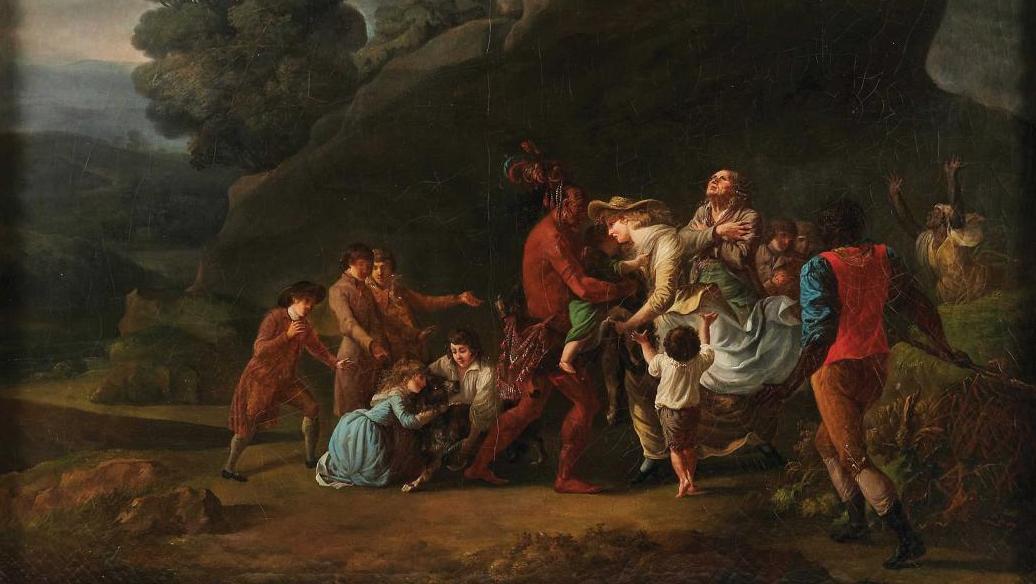 Antoine Borel (1743-1810), L’Enfant retrouvé, huile sur toile, 81,5 x 101 cm. Estimation :... Des retrouvailles signées Antoine Borel