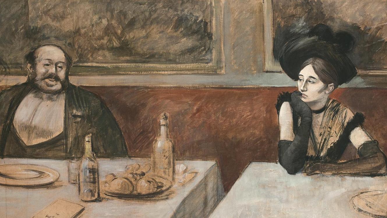 Jean-Louis Forain (1852-1931), Au café Riche, huile sur toile, 96 x 101 cm. Adjugé :... Dunand et Forain offraient deux versions de l’art moderne
