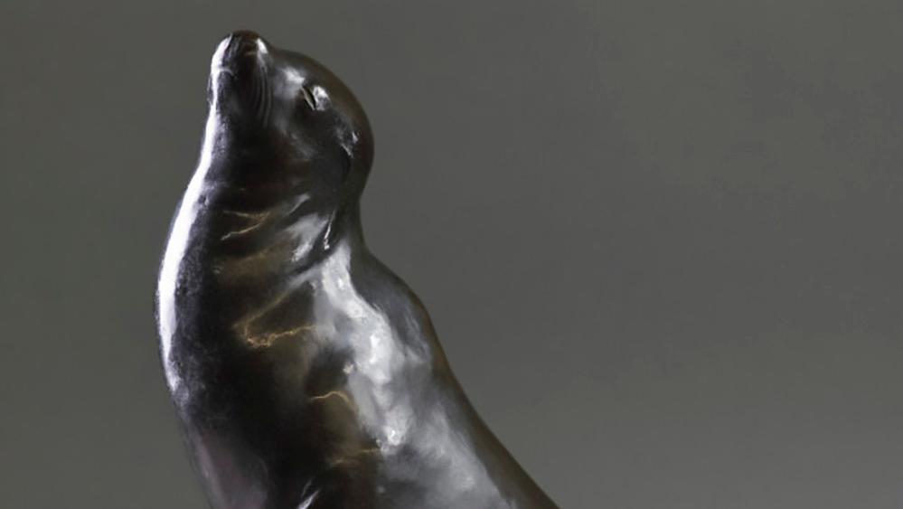 Gabriel Lacroix (1894-1963), Otarie, bronze à patine noire, signé et marqué du cachet... Gabriel Lacroix, orfèvre de l’art animalier
