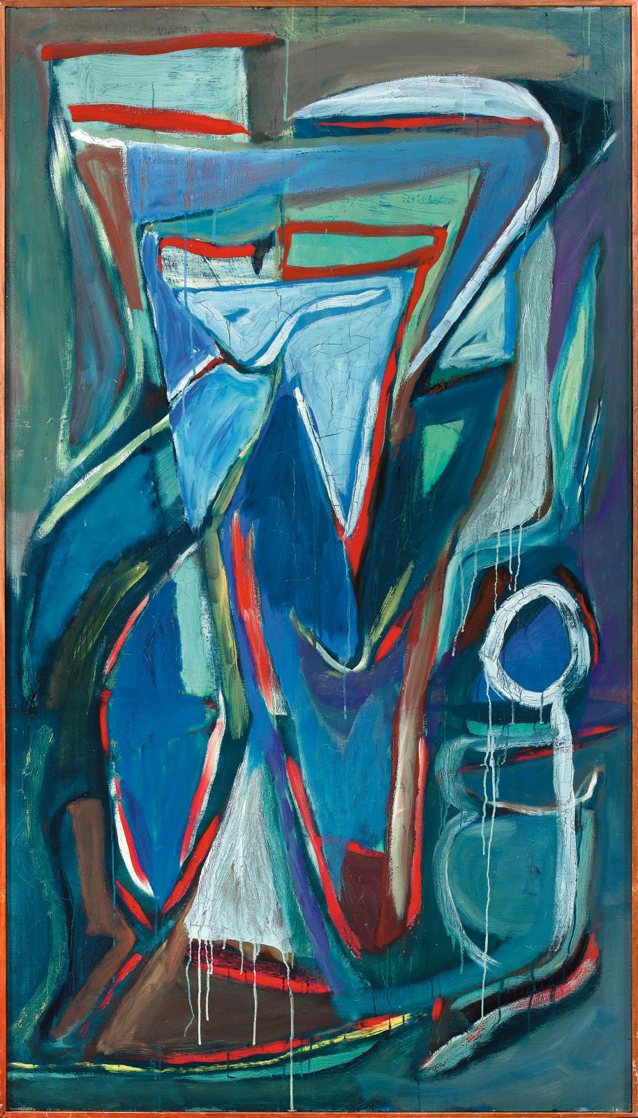 Bram Van Velde (1895-1981), Untitled, Paris, rue des Grands-Augustins, 1960, oil on canvas, 183 x 103 cm/72 x 40.5 in (detail).Result: €74