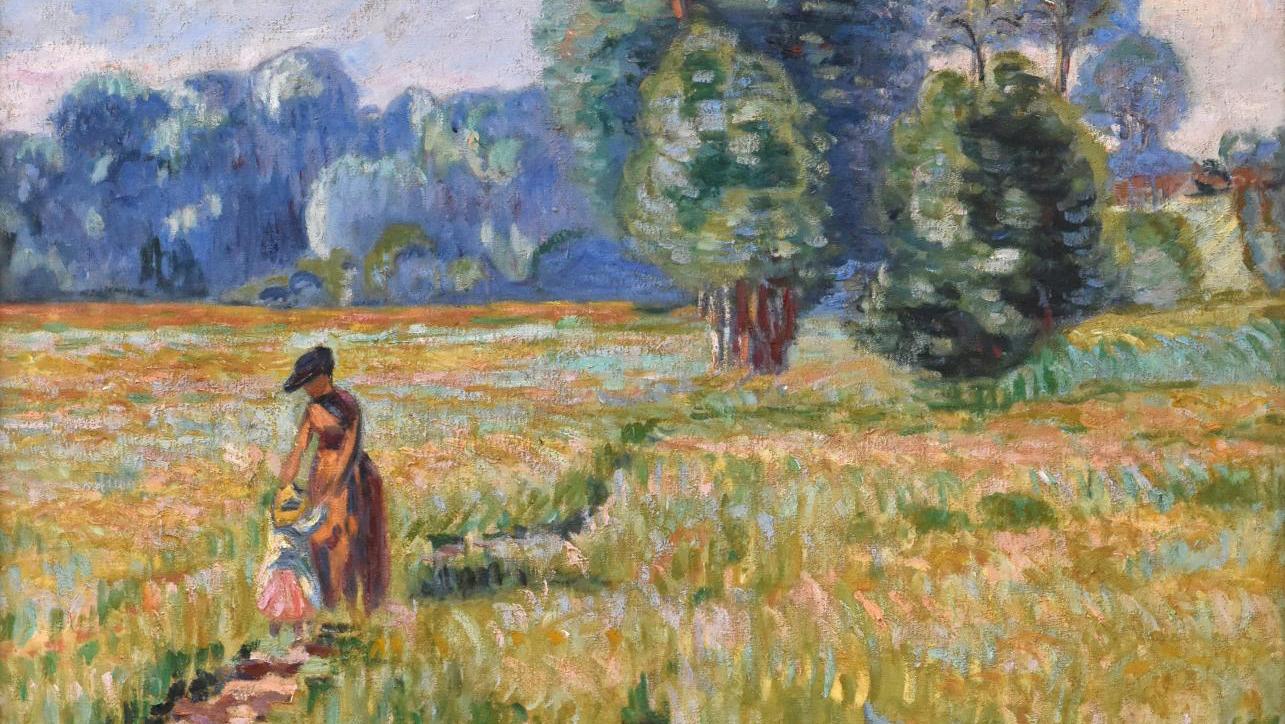 Armand Guillaumin (1841-1927), Femme et enfant dans un paysage (Woman and Child in... Armand Guillaumin, Loyal to Landscapes and Impressionism