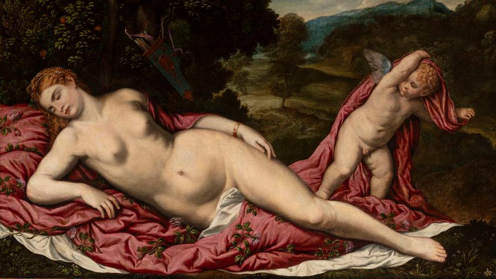 Pâris Bordone (1500-1571), Vénus découverte par l’Amour, huile sur toile, 86 x 137 cm.... Les chefs-d’œuvre vénitiens de la Ca’ d’Oro en visite à Paris
