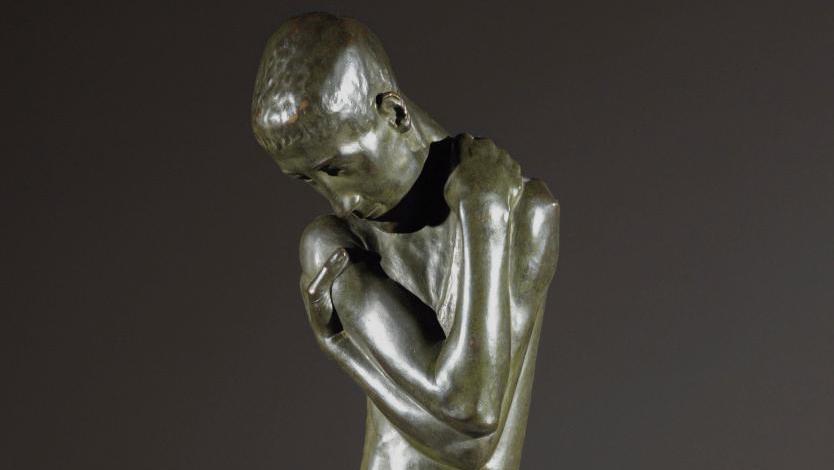 Georges Minne (1866-1941), L’Agenouillé de la fontaine, vers 1930, épreuve en bronze... Un bronze de Georges Minne tout en retenue