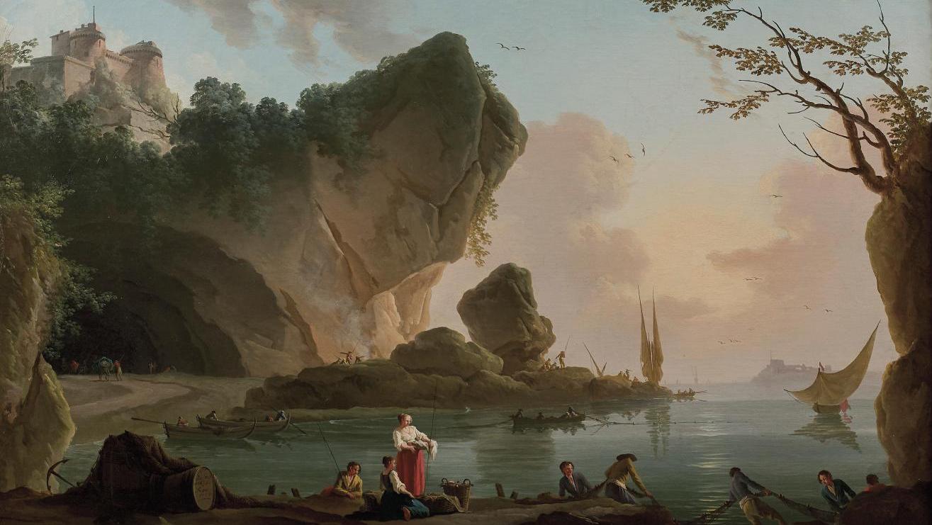 Charles François Lacroix de Marseille (vers 1700-vers 1782), Vue d’un port avec un... La beauté naturelle et humaine des marines de Lacroix de Marseille
