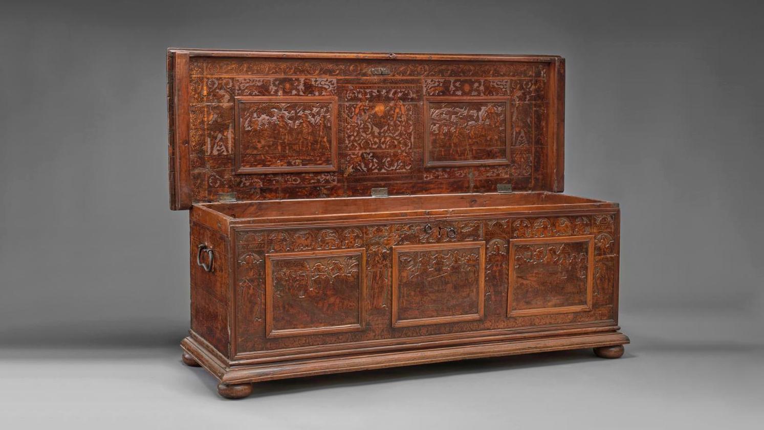 Mexico, 17th century, attributed to the workshops of the Villa Alta de San Ildefonso... A 17th-Century Mexican Chest