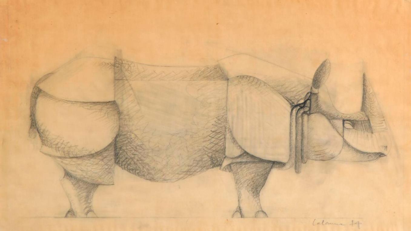 François-Xavier Lalanne (1927-2008), Rhinoceros, 1974, graphite on tracing paper,... A François-Xavier Lalanne in Two Dimensions