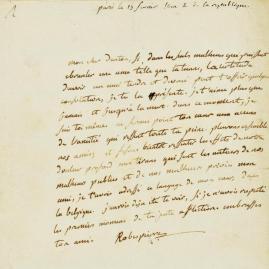 Une lettre de Robespierre à Danton