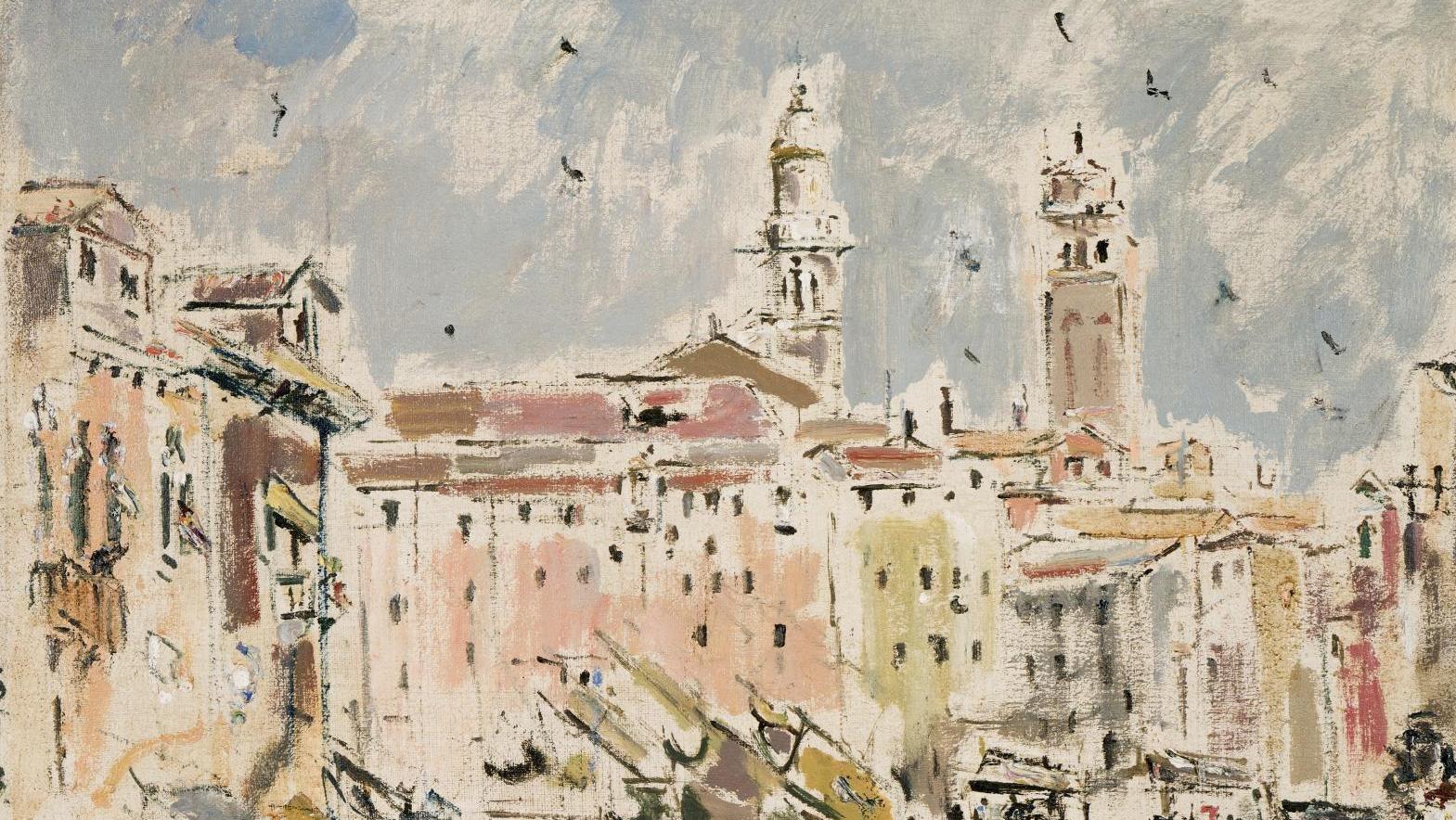 Filippo de Pisis (1896-1956), Campo Santa Margherita, Venise, 1947, huile sur toile,... Filippo de Pisis, de Venise à Londres