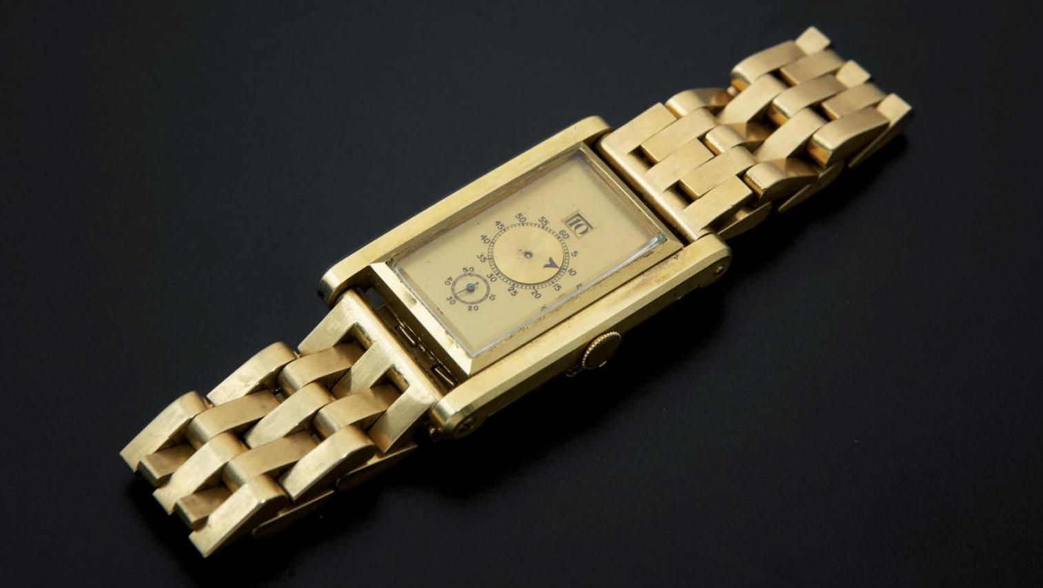Niton, Genève, montre-bracelet d’homme en or jaune, cadran doré avec affichage de... Montre Niton, une rareté art déco  
