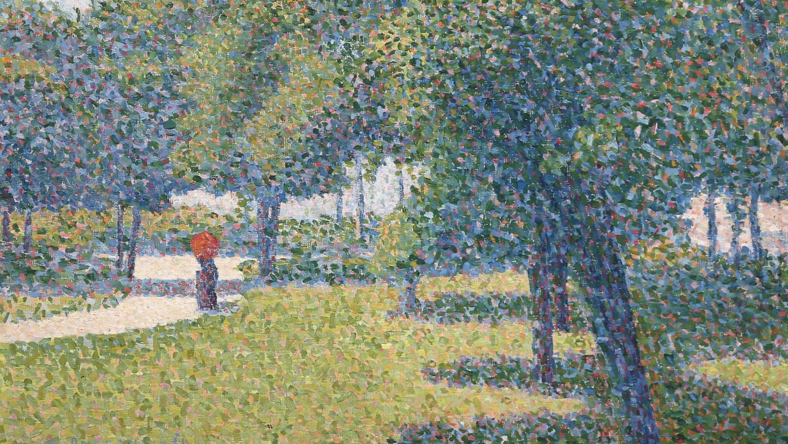 Charles Angrand (1854-1926), "Coin du parc Monceau", 1888, oil on canvas, dated "88"... A Magisterial Bid for a Pointillism Landscape 