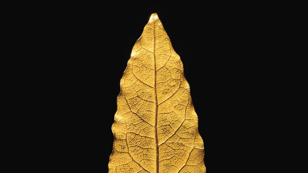 Martin Guillaume Biennais (1764-1843), gold laurel leaf from the crown worn by Emperor... Imperial Gold Leaf 