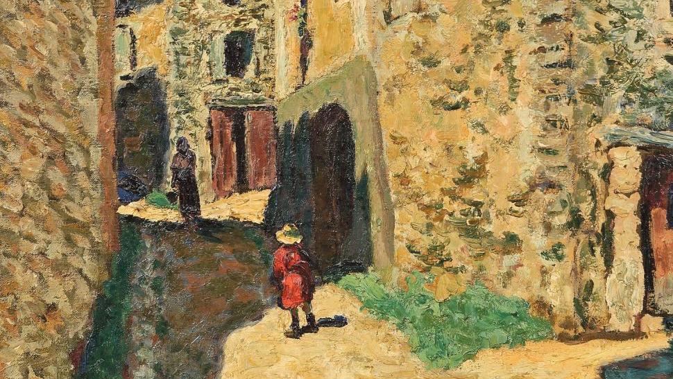 René Seyssaud (1867-1952), Rue à Villes-sur-Auzon, vers 1900, huile sur toile, 100 x 81 cm.... À Marseille, peintres du Midi et d’ailleurs