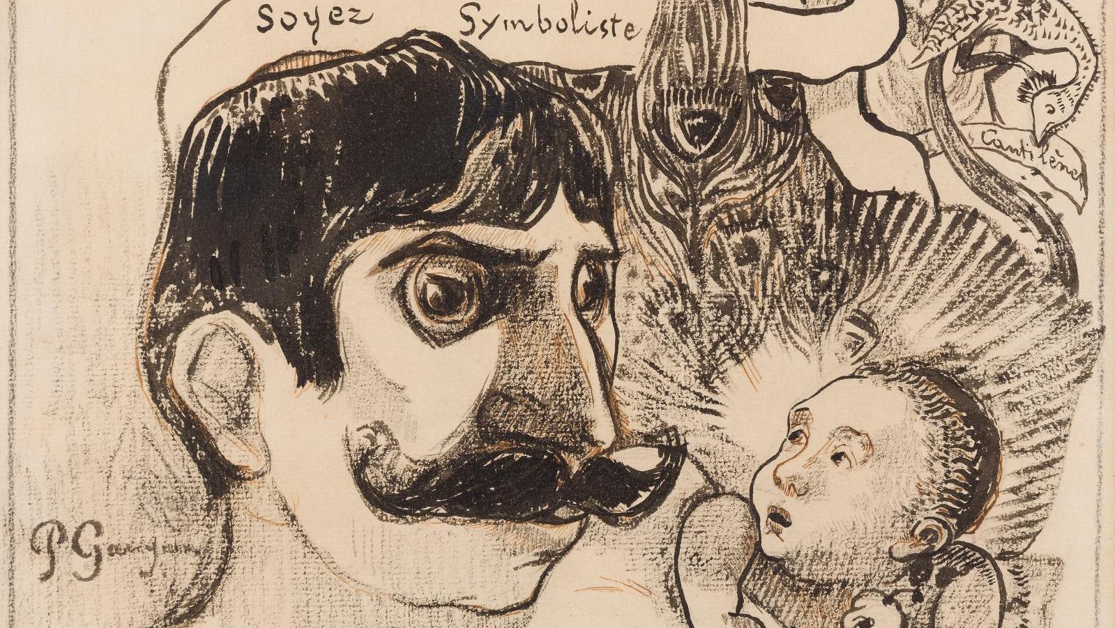 Paul Gauguin, «Soyez symboliste», portrait de Jean Moréas, 1890, fusain, encre de... Le dessin à l'honneur du Quartier Art Drouot