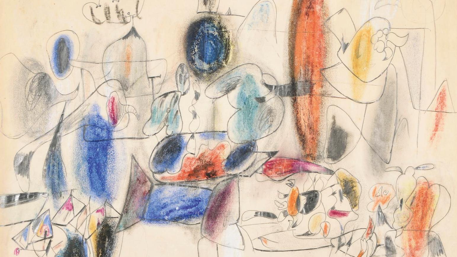 Arshile Gorky (vers 1904-1948), Sans titre, graphite et crayon sur papier, 1943,... Le sens de la dislocation d’un précurseur américain, Arshile Gorky