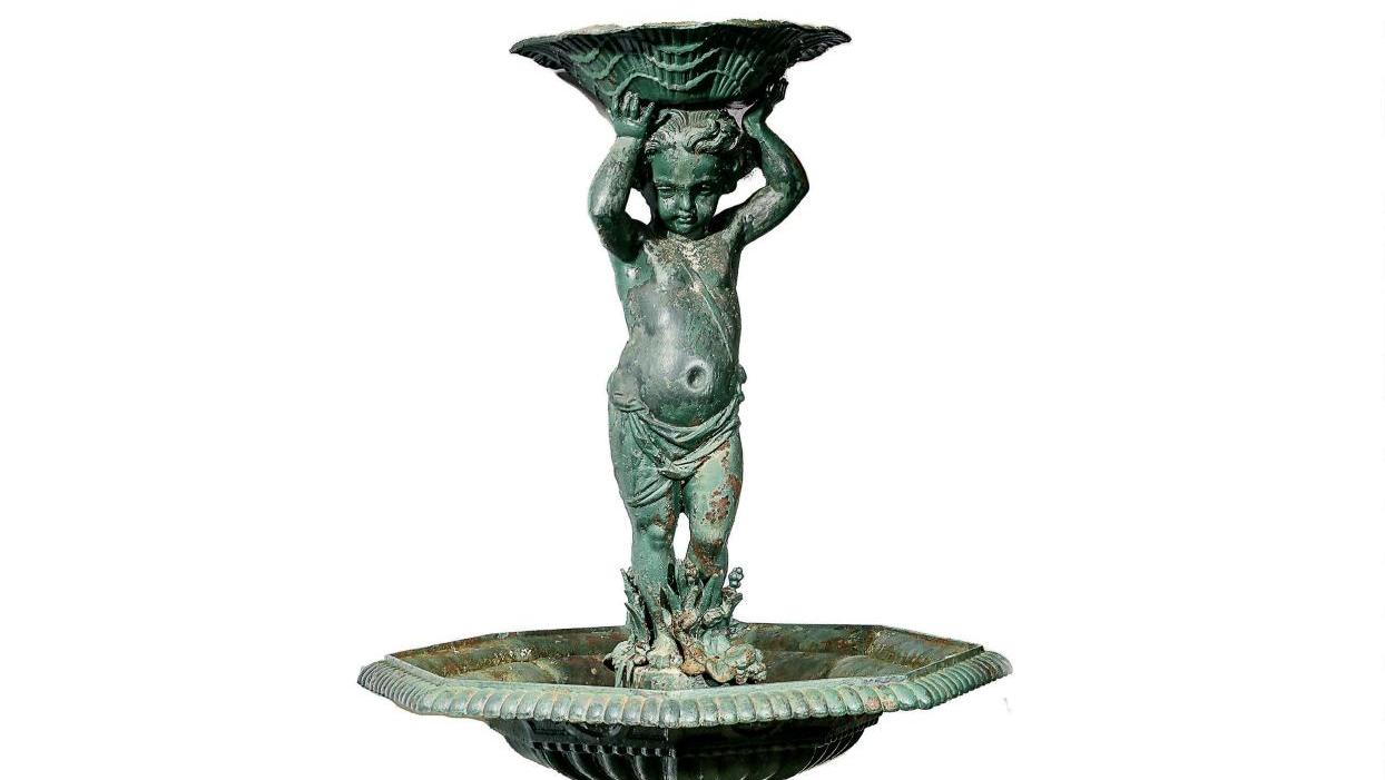 Fonderies Salin, seconde moitié du XIXe siècle, fontaine en fonte peinte en vert,... Le fer, un métal  du plus bel ornement