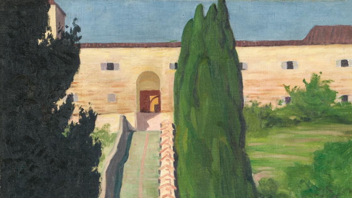 Félix Vallotton (1865-1925), L’Escalier du couvent San Marco, Pérouse, 1913, huile... Jeux de perspective façon Vallotton 