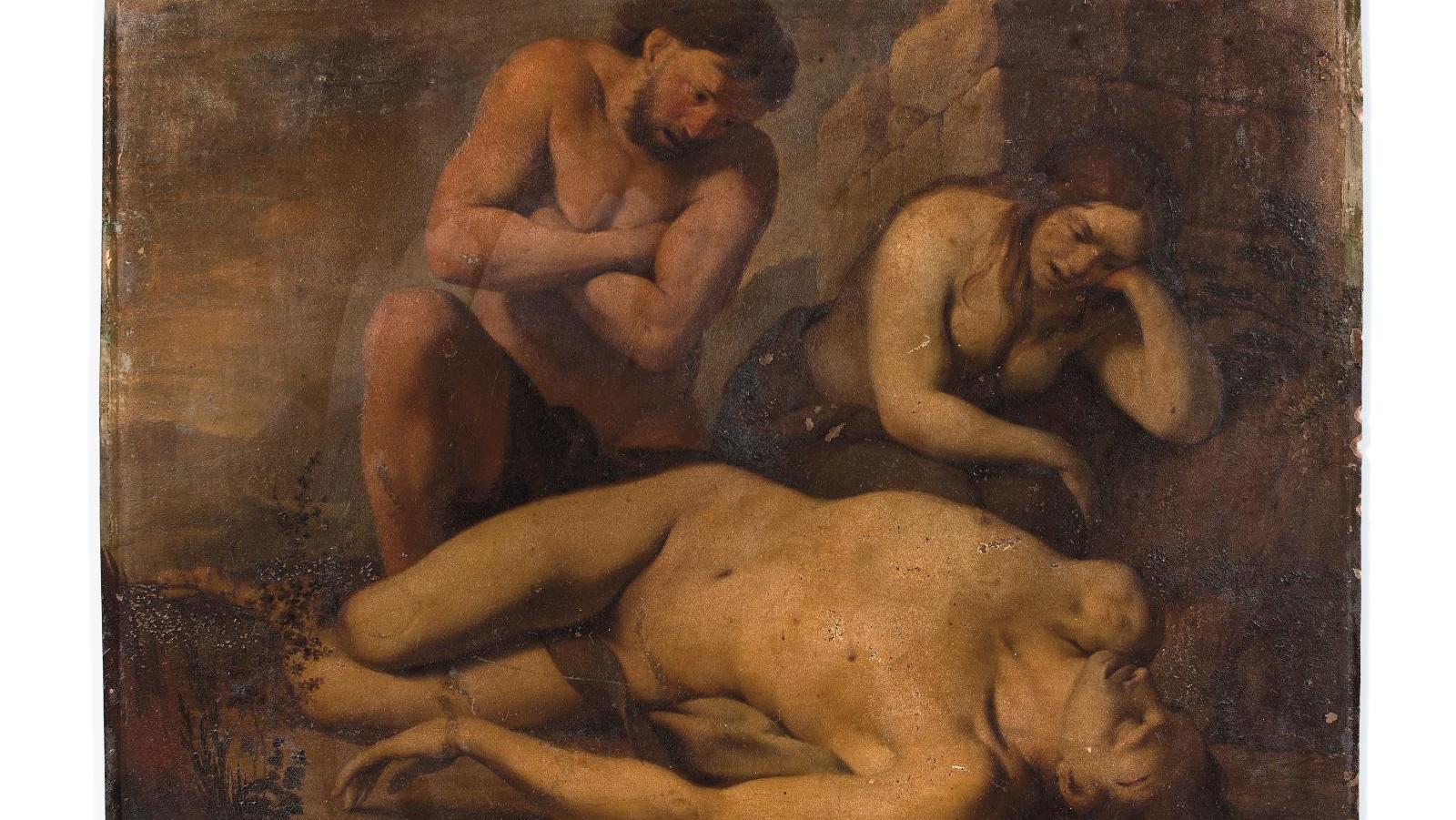 Lubin Baugin (vers 1612-1663) Adam et Ève pleurant Abel, cuivre, signé, 51 x 64 cm. Estimation :... La force des sentiments par Lubin Baugin