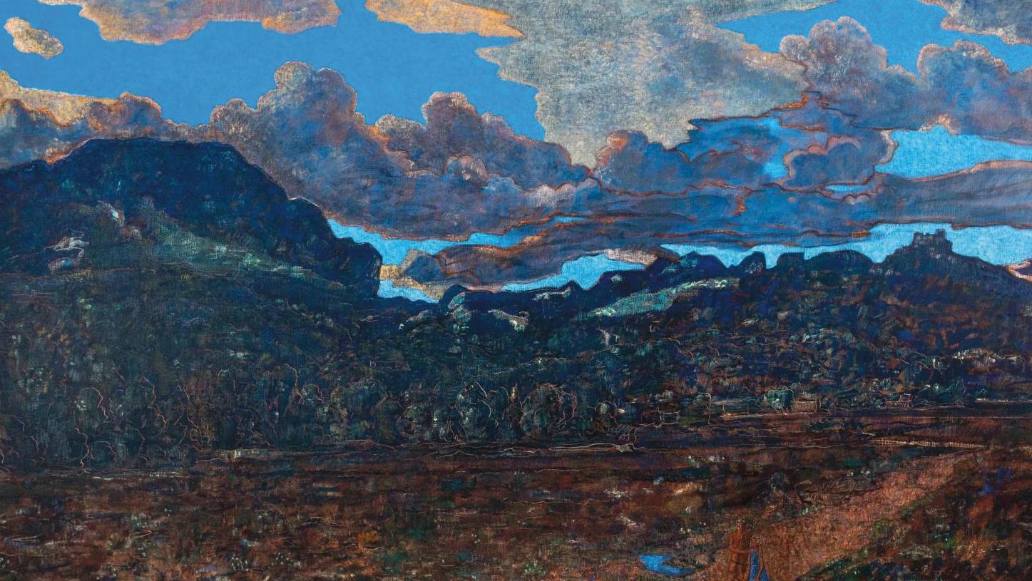 Vincent Bioulès (né en 1938), Tobie et l’Ange I, huile sur toile, datée « Mai 2001... Les paysages intemporels de Vincent Bioulès