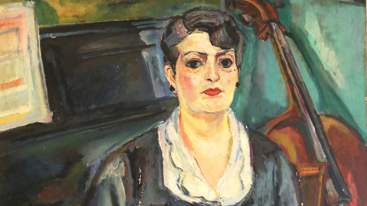 Henri Epstein (1892-1944), Portrait de Mauricia de Tiers, assise devant un piano... Mauricia de Tiers, reine de l’« auto-bolide », par Henri Epstein