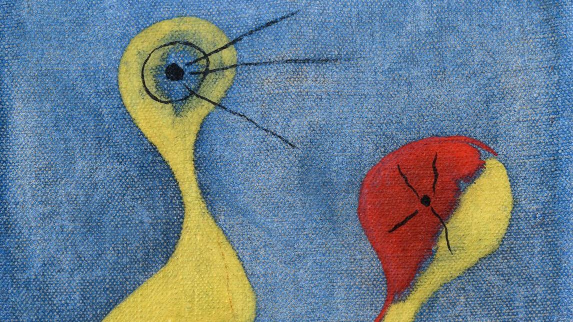 Joan Miró (1893-1983), Composition, 1926 huile sur toile signée et datée en bas à... Un Miró onirique de 1926 