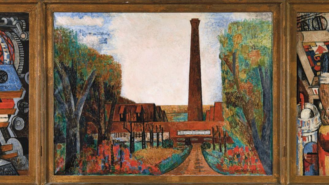 Marcel Gromaire (1892-1971), La Machine, L’Usine et Le Coloriste, 1935, trois huiles... D’une figuration sociale à une nature transcendée