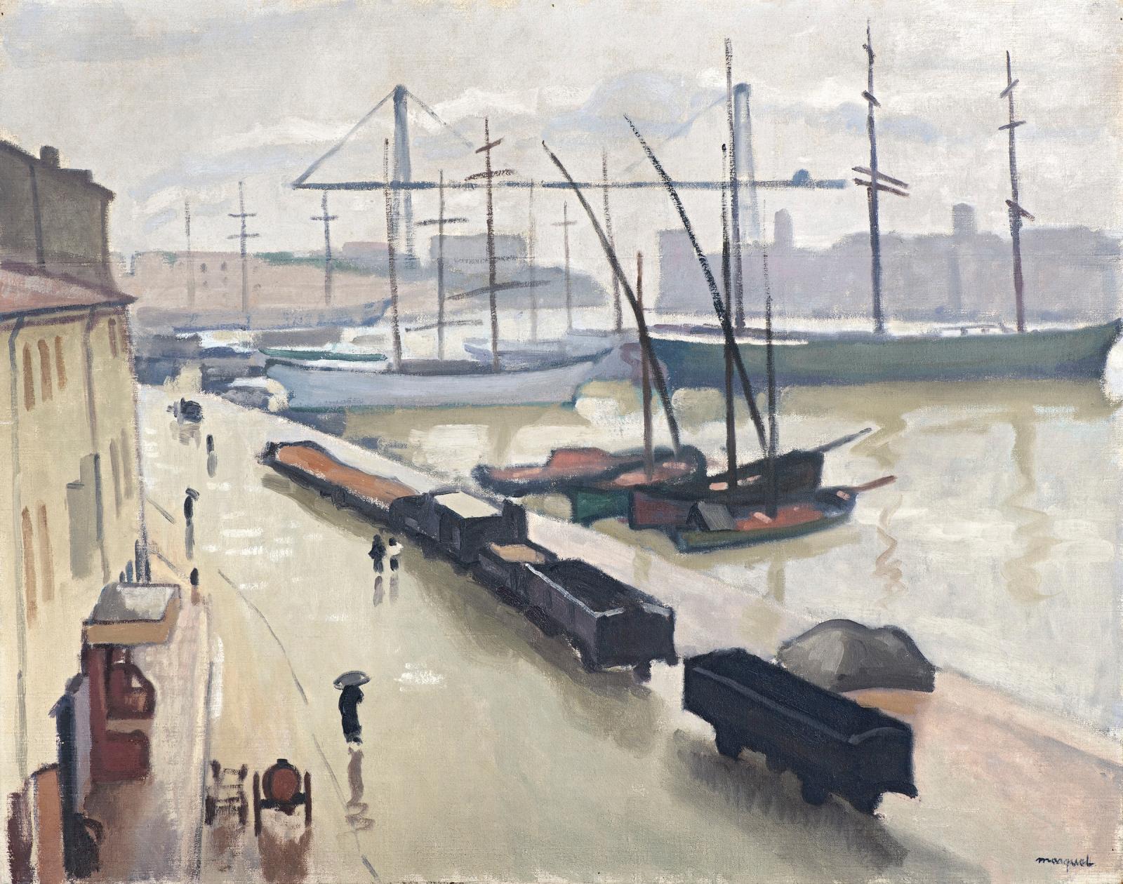 Cette huile sur toile peinte en 1916 par Albert Marquet (1875-1947), Marseille sous la pluie (73 x 92 cm), sera présentée lors de la prochaine Brafa à
