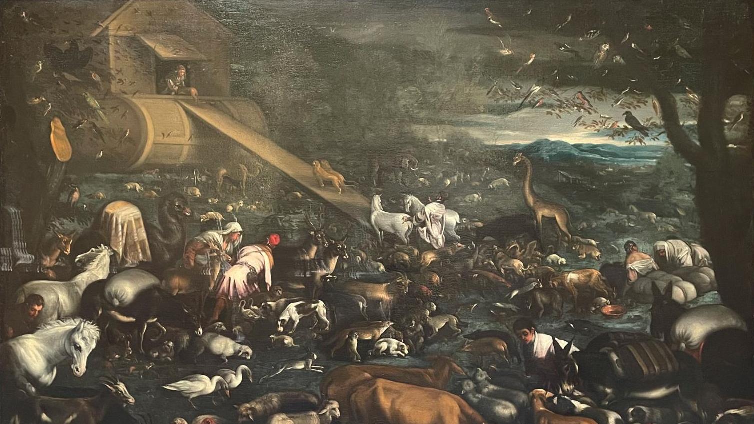 École italienne vers 1600, suiveur de Jacopo Bassano (1510-1592), Les animaux entrent... Embarquement immédiat dans l’arche de Noé