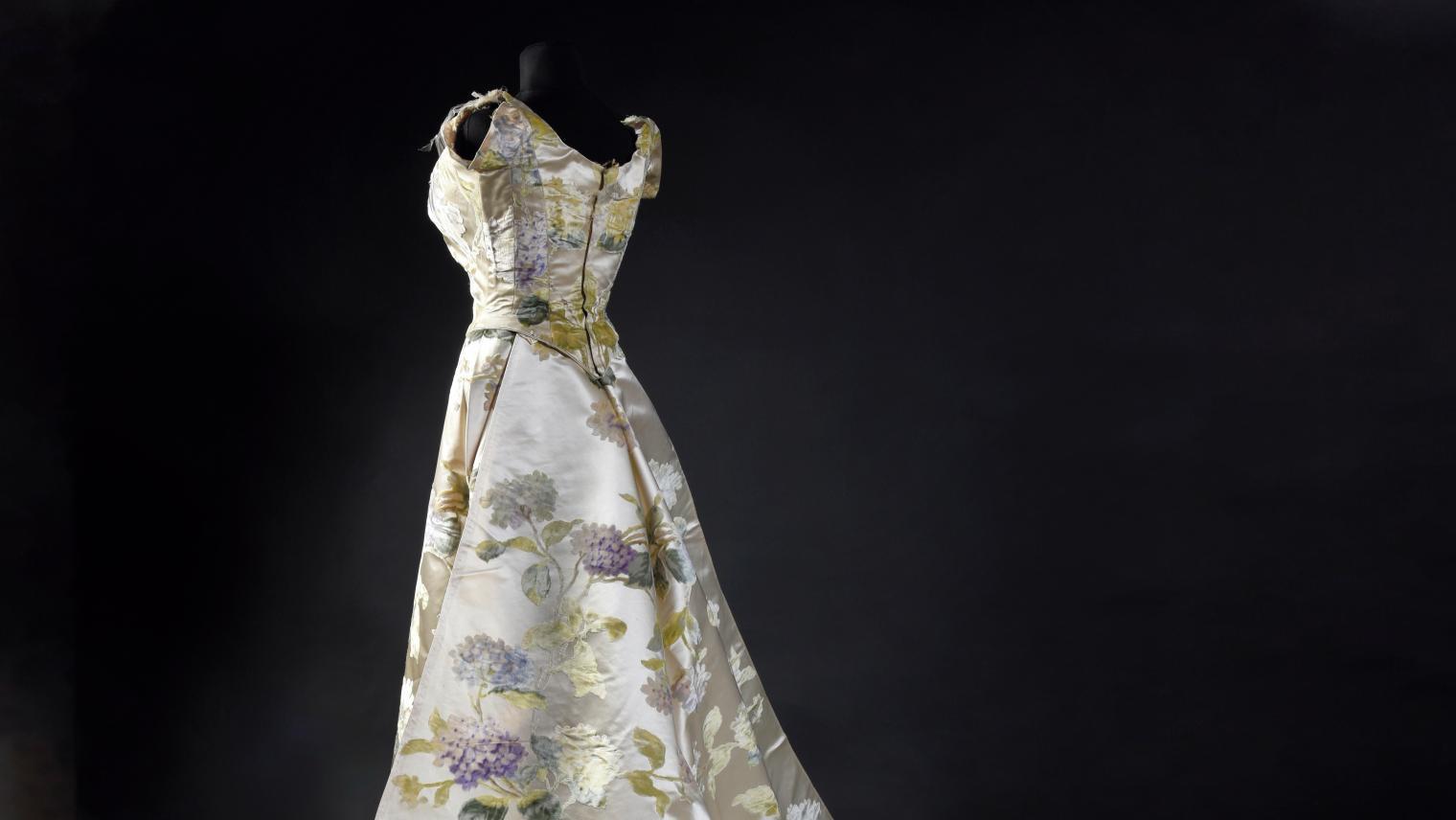 A Worth ball gown, c. 1900, ‘velours au sabre’ with satin background decorated with... S is for Silk in the 19th Century 