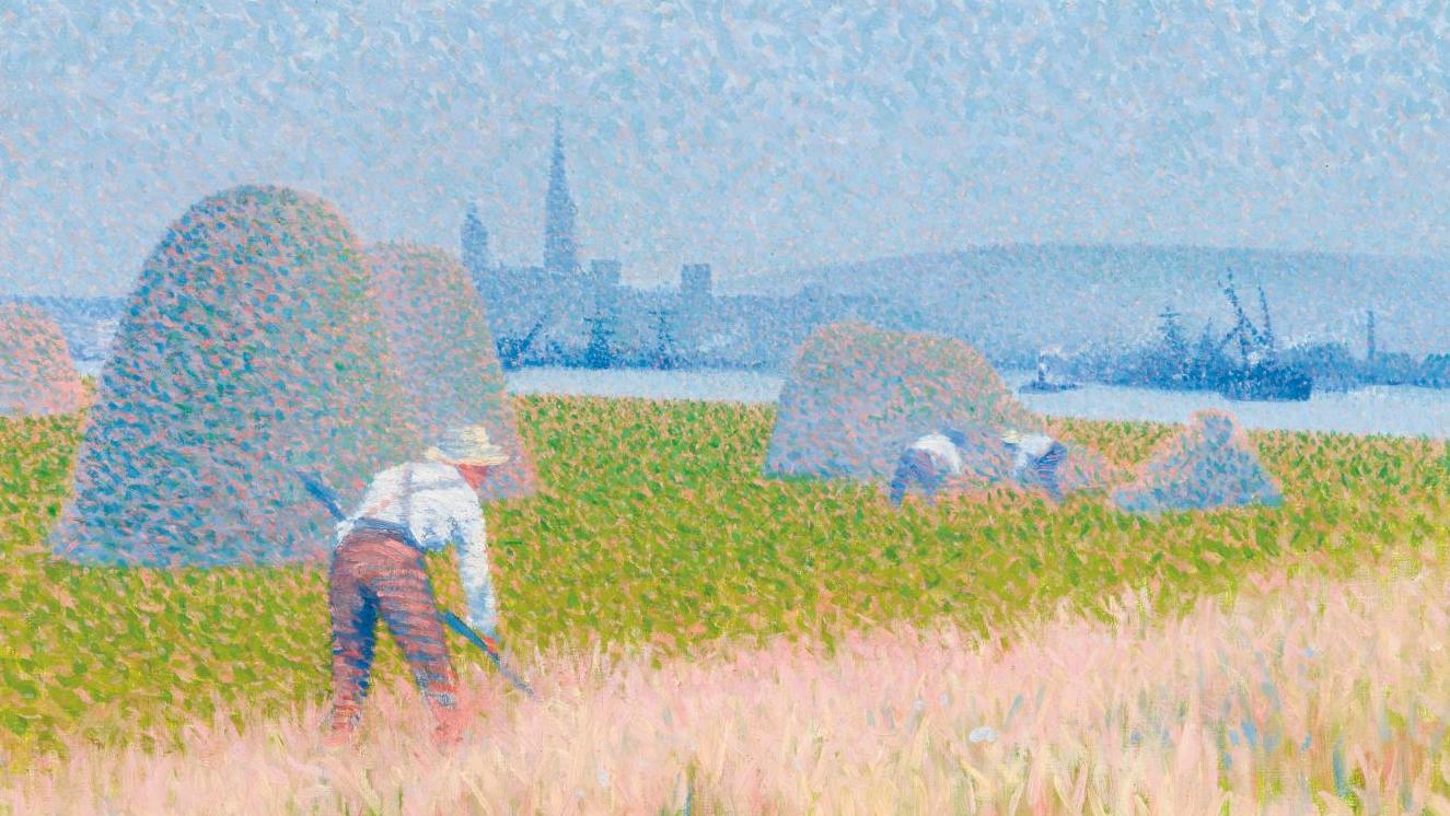 Charles Frechon (1856-1929), Fenaison, Rouen depuis la rive gauche, 1891-1895, huile... Le musée du Luxembourg invite Léon Monet, collectionneur