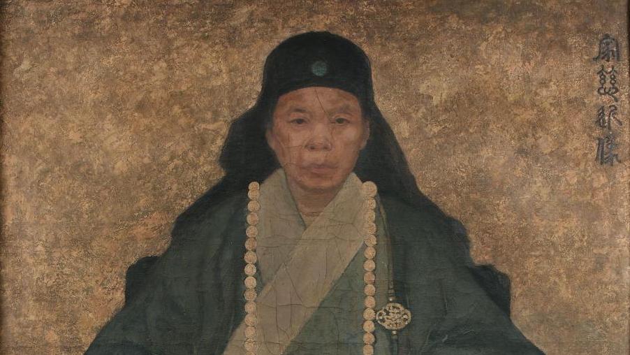Nguyen Nam Son (1890-1973), Portrait de ma mère, 1930, huile sur soie et laque dorée... Nguyen Nam Son, hommage maternel et national