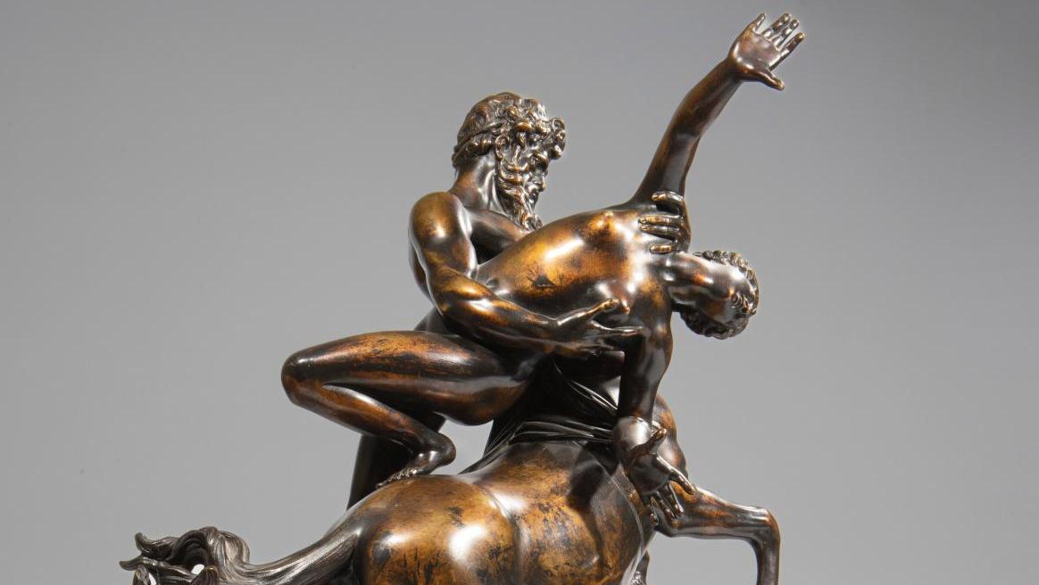 France, vers 1700. D’après un modèle de Jean de Bologne, dit Giambologna (1529-1608),... Nessus et Déjanire, un bronze français d’inspiration italienne