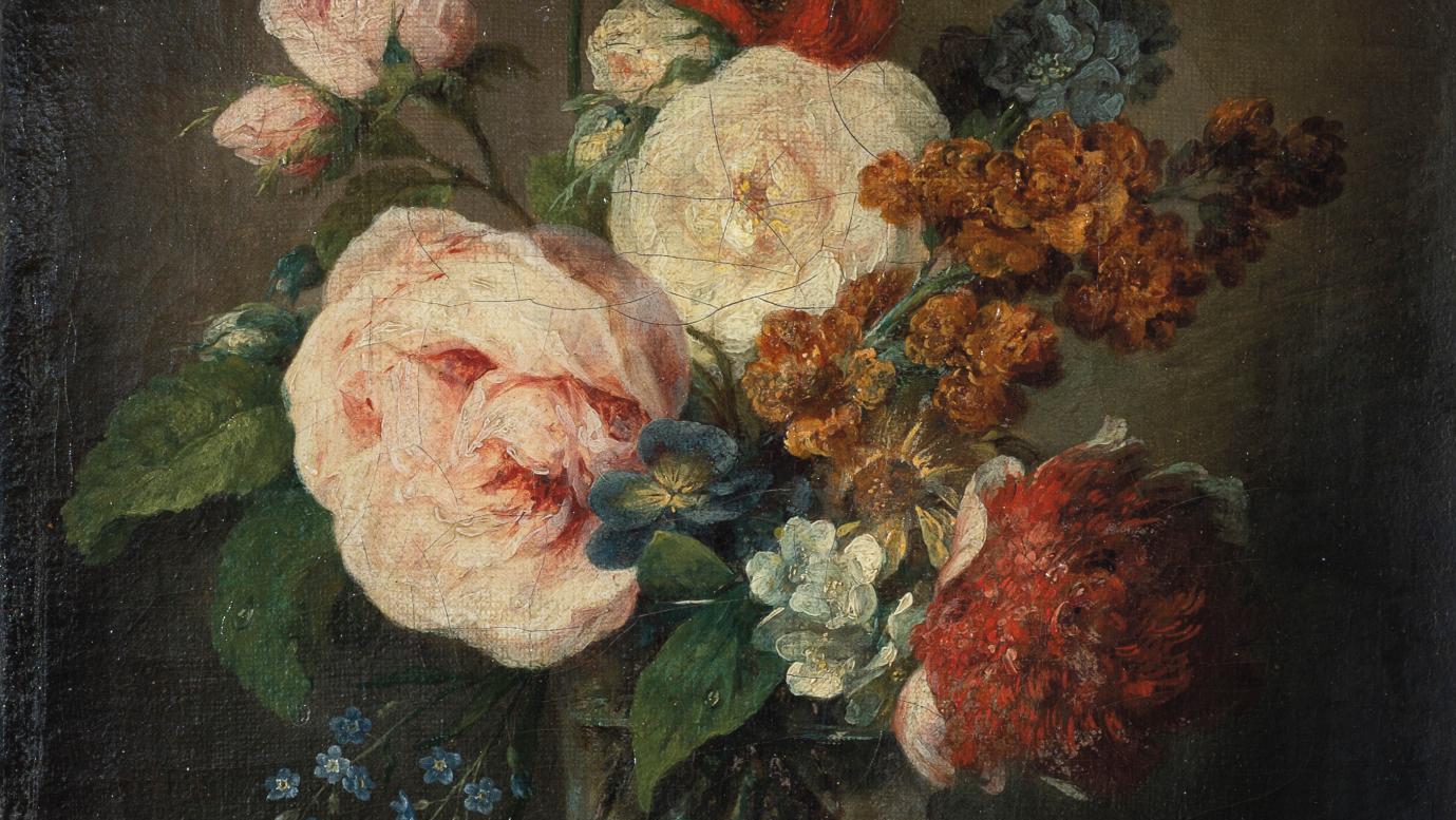 Anne Vallayer-Coster (1744-1818), Vase de fleurs, toile, 32,5 x 28 cm.Estimation :... Anne Vallayer-Coster, virtuosité au féminin