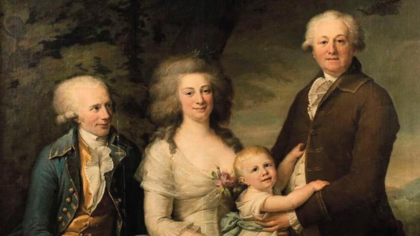 Antoine Caillat (1765- ?), Portrait de la famille Grangier, 1786, huile sur toile,... Les têtes bien faites de la bourgeoisie lyonnaise