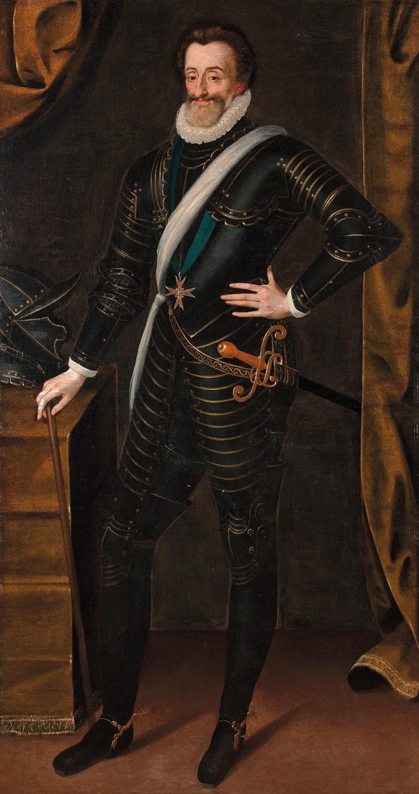 Attribué à Charles Martin (1562-1646), Portrait du roi Henri IV en armure, toile, 190 x 102 cm. Adjugé : 33 900 €