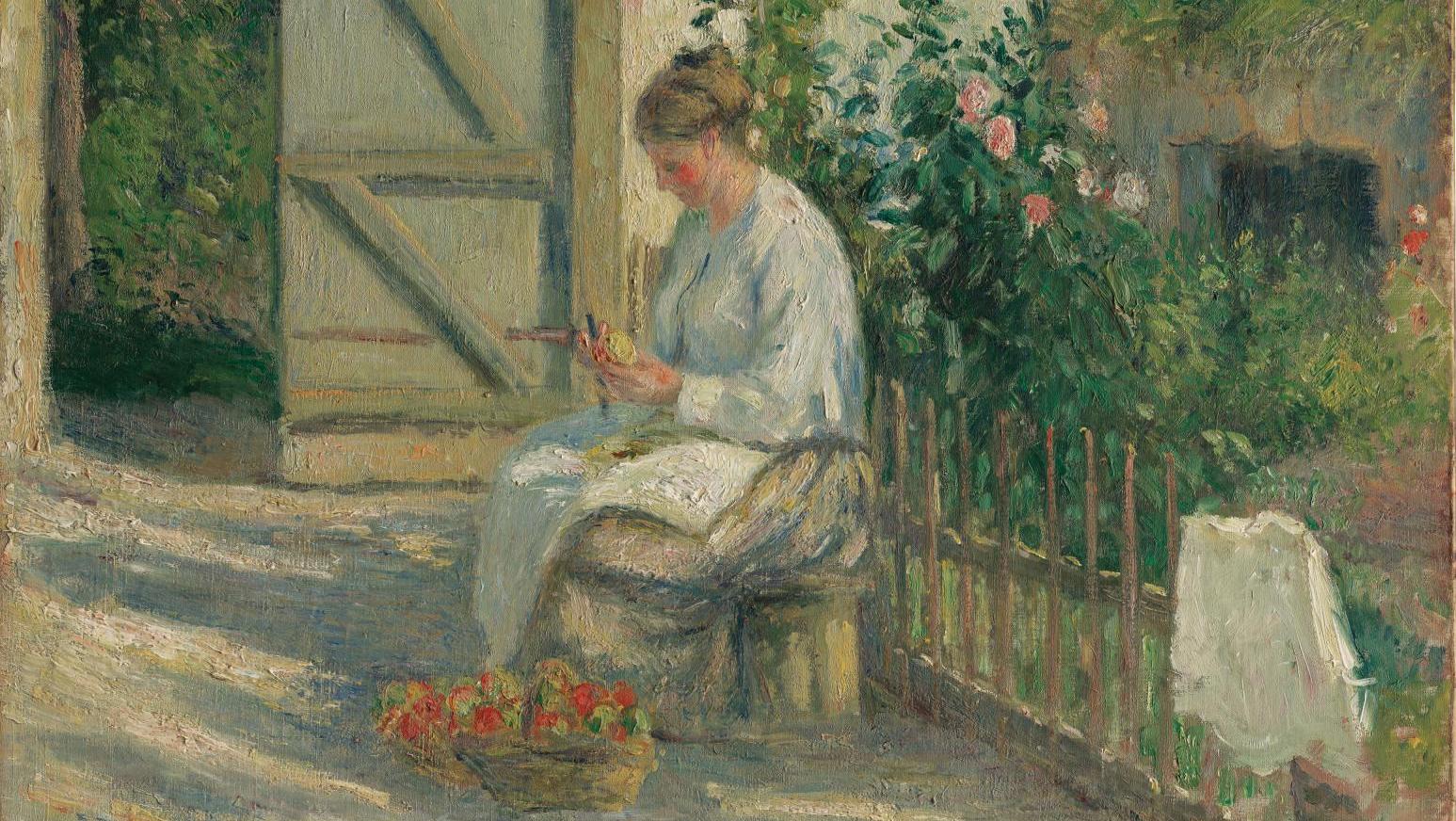 Camille Pissarro (1830-1903), Julie épluchant des légumes, 1878, huile sur toile... Un instant du quotidien saisi par Camille Pissarro