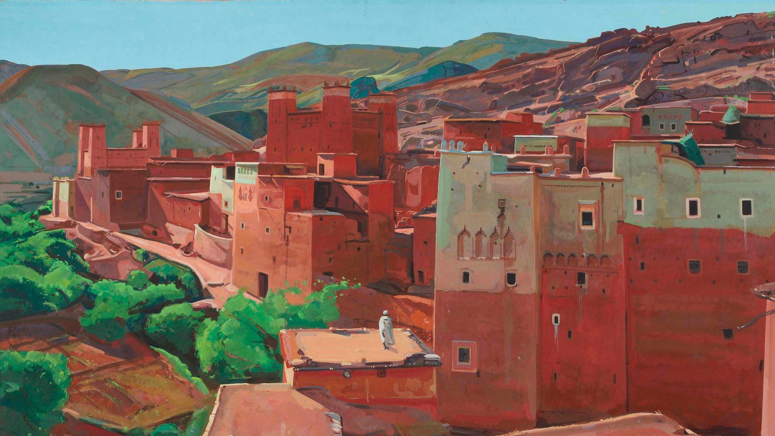 Jacques Majorelle (1886-1962), La Kasbah d’Anemiter, vue des terrasses, vallée de... Jacques Majorelle, derrière les murs d’Anemiter…