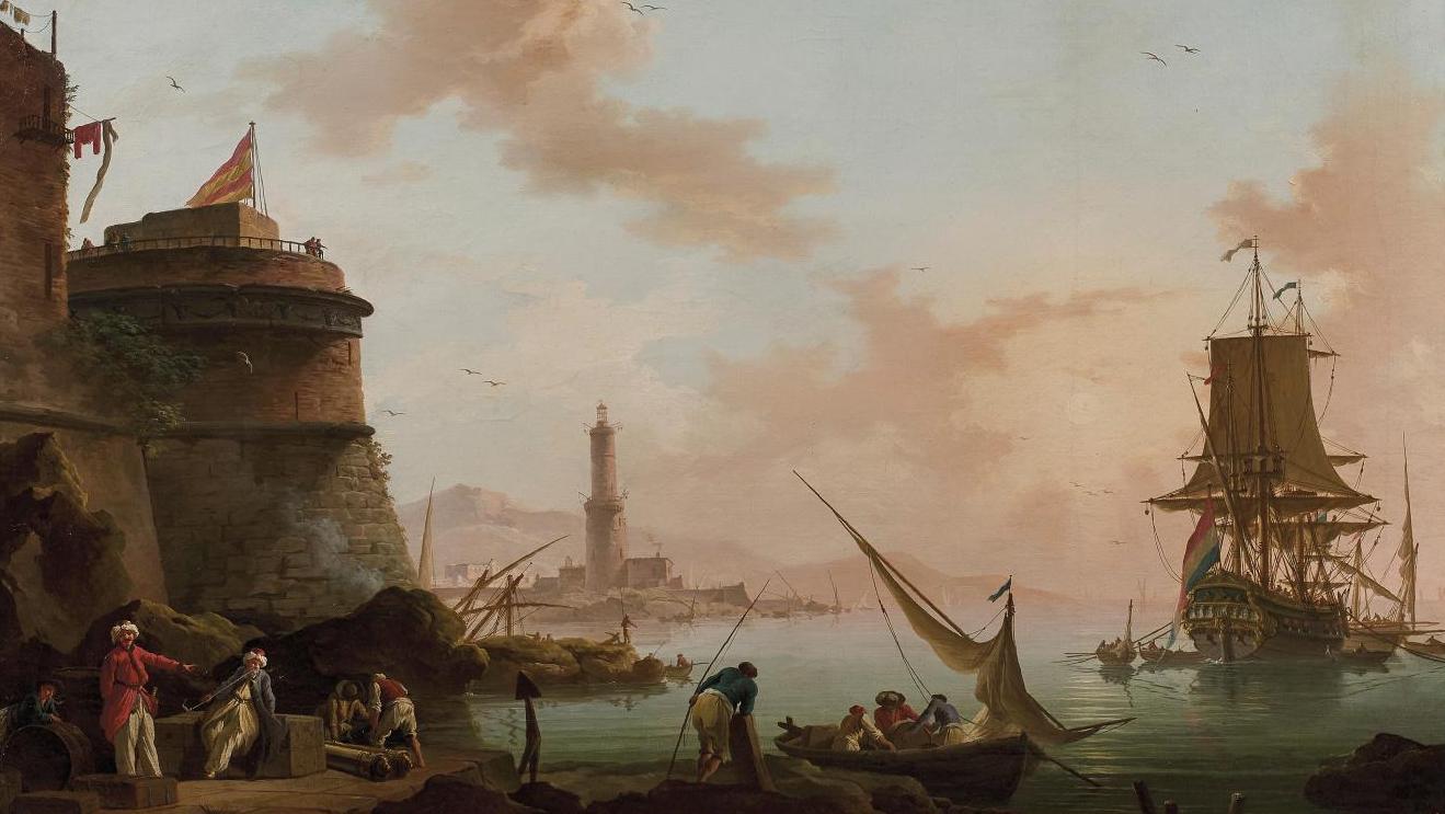 Charles François Lacroix de Marseille (vers 1700-vers 1782), Vue d’un port avec un... Quand Lacroix de Marseille séjourne à Rome